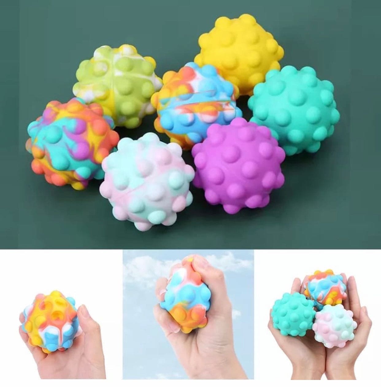 Pop It Anti-Stress Squishy Soft Balls For Kids, 3D Anti-Pressure Squeeze Pop Ball, Silicone Sensory Toys Stress Balls Pop It Anti-Stress Squishy Soft Balls For Kids, 3D Anti-Pressure Squeeze Pop Ball, Silicone Sensory Toys Stress Balls